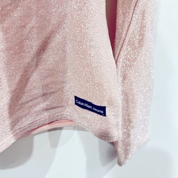 Calvin Klein Jeans Square-Neck Shimmer Long-Sleeve Top, Sparkle Party, shirt - Picture 8 of 14